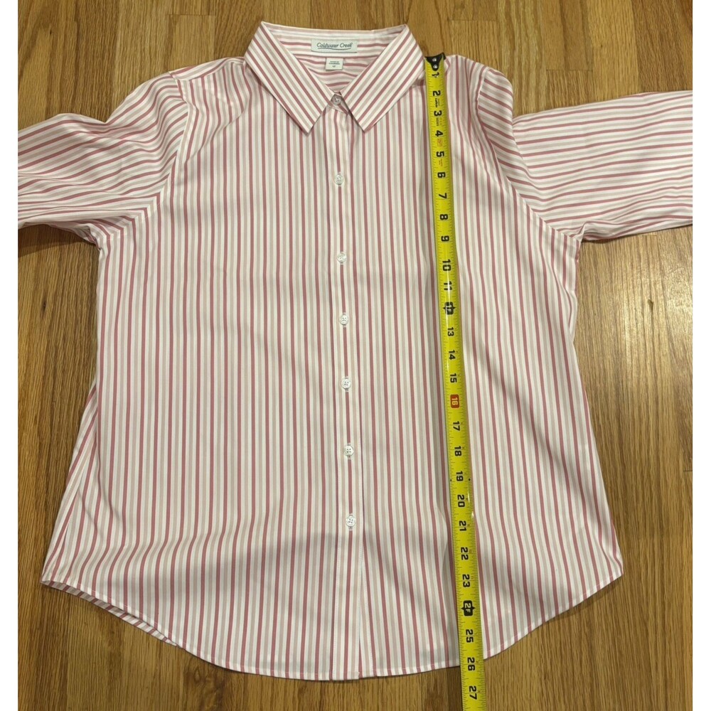 Coldwater Creek Shirt Womens 12 Pink Stripe Button Front 100% Cotton Preppy NEW - Picture 4 of 9